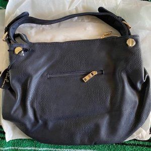 Nico Louise Navy Leather Hobo Bag